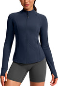 G Gradual Women's Workout Jackets Extended Waist Length Slim Full Zip 4 Pockets Athletic Jacket Spring Running Yoga Clothes