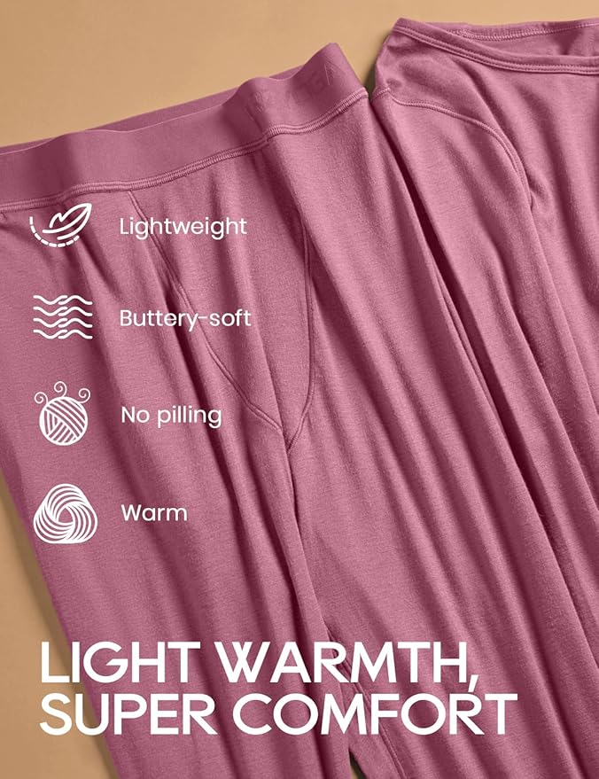 CRZ YOGA Soft Thermal Underwear Sets for Women Lightweight Long Johns Base Layer Pajamas Warm Top Bottom