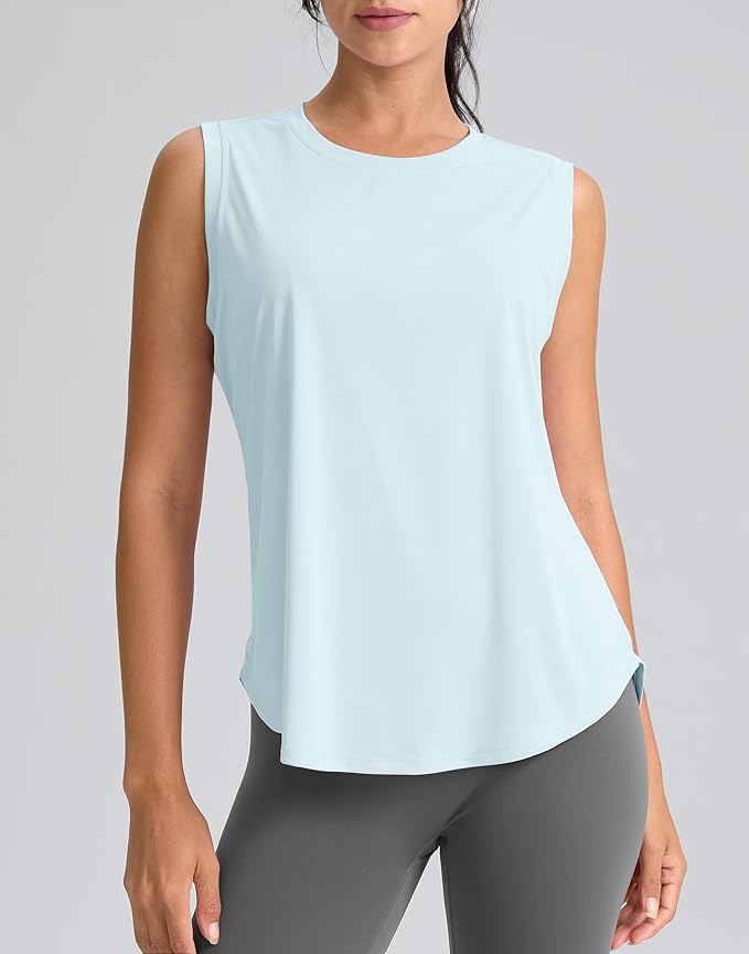 SANTINY Women's Sleeveless Workout Tops Breathable Lightweight Active Tennis Yoga Shirts Athletic Running Tank Tops for Women