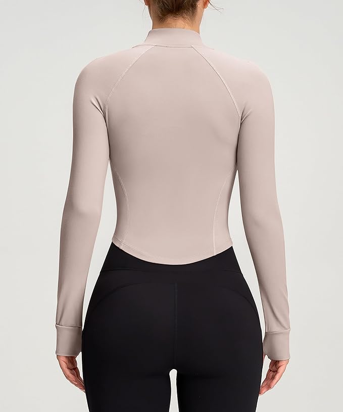 Womens Zip Up Bbl Jacket Lightweight Cropped Athletic Jacket Track Gym Workout Jackets for Running Yoga Hiking