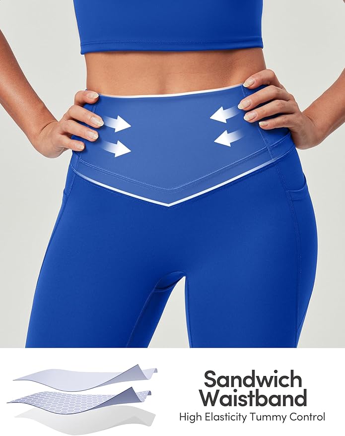 IUGA Compression Leggings with Pockets for Women Tummy Control Leggings No Front Seam Workout High Waist Yoga Pants