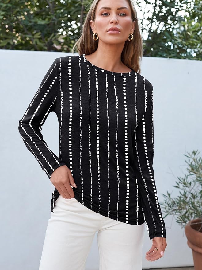 AUTOMET Women‘s Basic Long Sleeve Crewneck, Plus Size Winter & Spring Top, Casual Fall Tee for Teacher & Everyday Outfits