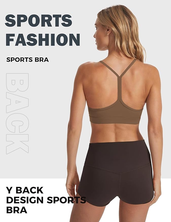 Buauty Sports Bra for Women, Y Back Light Support Workout Bra with Removable Pads for Yoga Pilates Gym