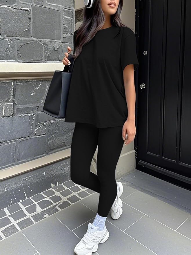 ZFLM casual sportswear 3-piece set high waist tight pants yoga pants short sleeved round neck yoga set