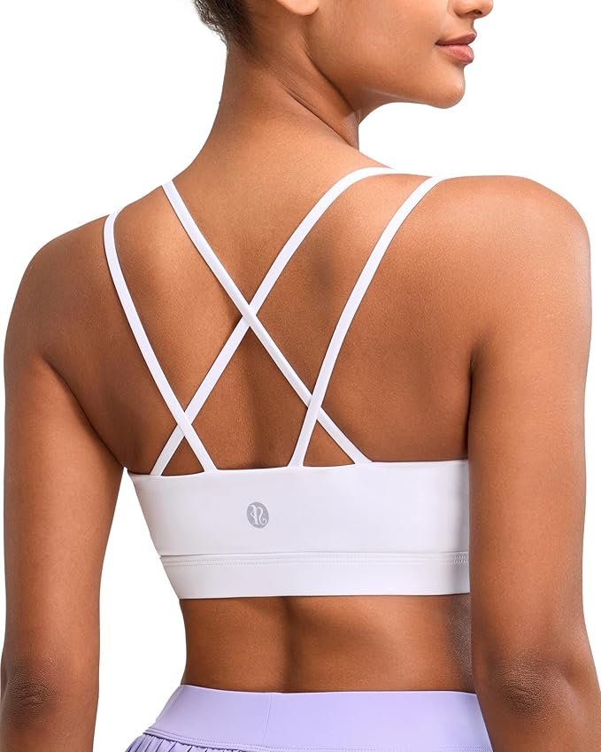 RUNNING GIRL High Impact Sports Bras for Women - Scoop Neck Strappy Sports Bra High Support Moulded Cup Workout Bra