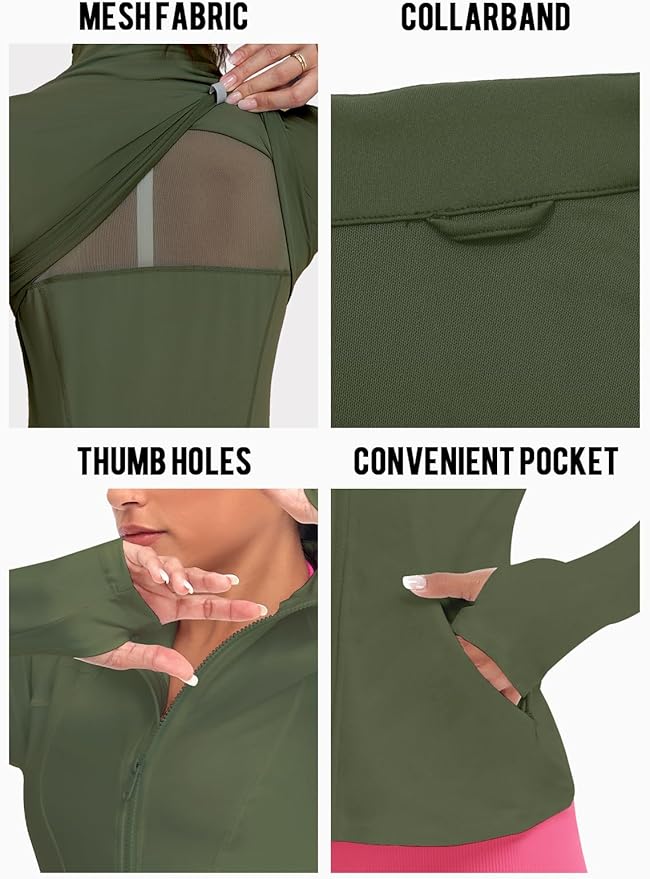VUTRU Women's Workout Yoga Jacket Full Zip Running Athletic Track Jacket