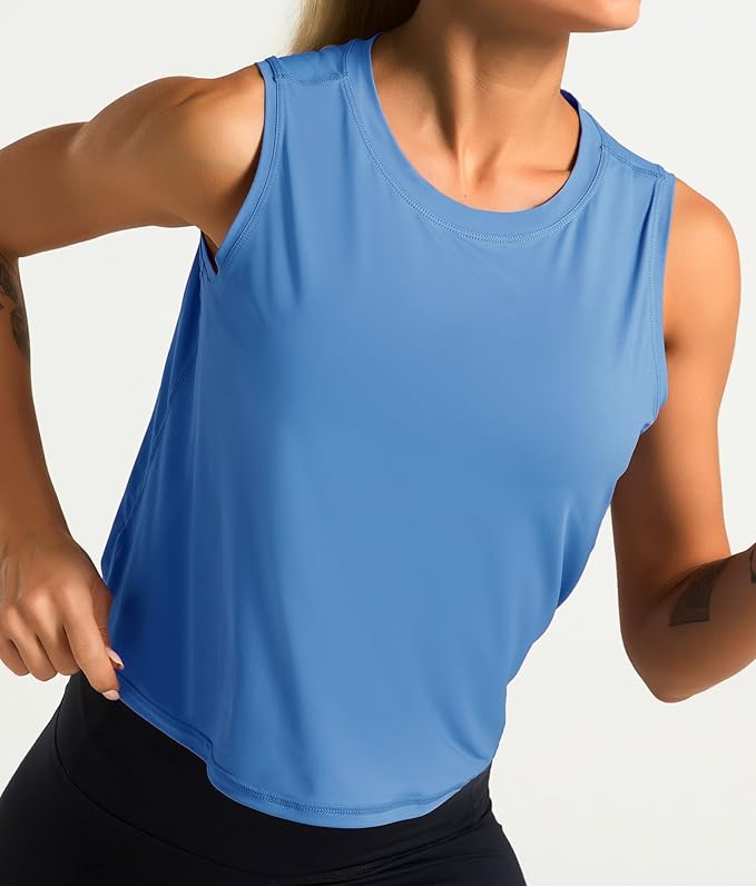 Dragon Fit Womens Ice Silk Workout Tank Tops Sleeveless Cropped Yoga Shirt for Running Gym Summer