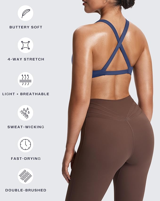 Aoxjox Women's Workout Sports Bras Fitness Satara Low Impact Bra Yoga Crop Tank