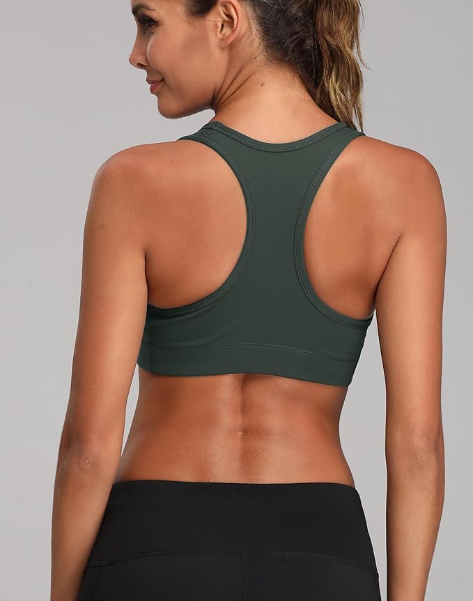 Oalka Women's Racerback Sports Fitness Support Workout Running Bras