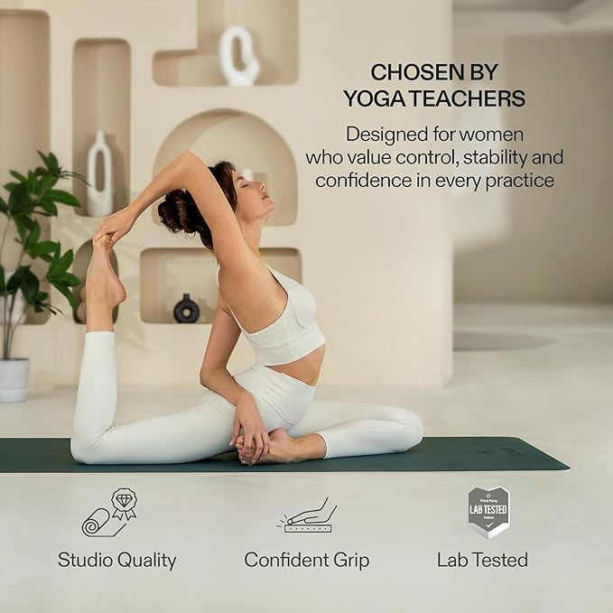 Premium Yoga Mat – Sweat-Activated Non-Slip PU Grip I Natural Rubber Base I 4mm for Yoga, Pilates & Workouts
