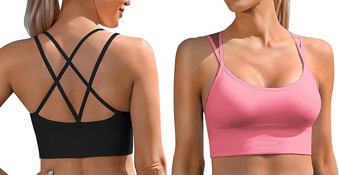 Sykooria 3 Pack Strappy Sports Bra for Women Sexy Crisscross for Yoga Running Athletic Gym Workout Fitness Tank Tops