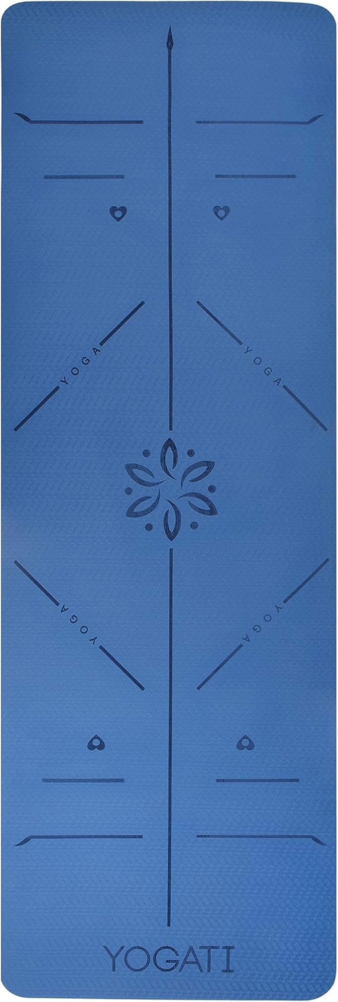YOGATI® Yoga Mat with Strap with Alignment Lines. Home Workout Mat for Women, Men and Kids. Thick Non Slip Yoga Mat for Pilates and Fitness. Brown, Pink and Purple Yoga Mats