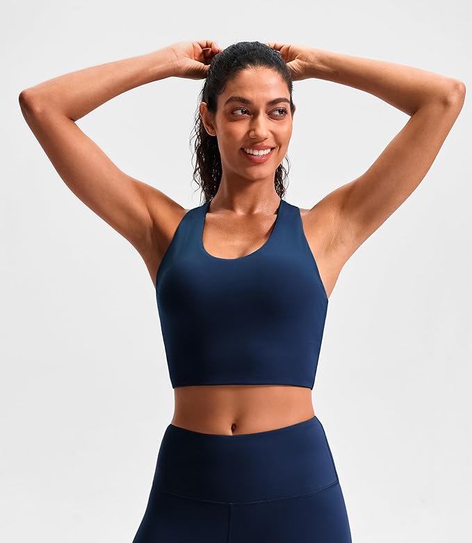 Sports Bras for Women Criss-Cross Back Padded Workout Tank Tops Medium Support Crop Tops for Women