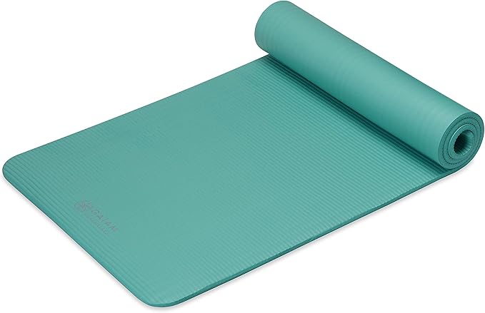 Gaiam Yoga Mat, Pilates & Exercise Mat, Thick 2/5" (10mm) Workout Mat with Easy-Cinch Carrying Strap for Home & Gym Workouts