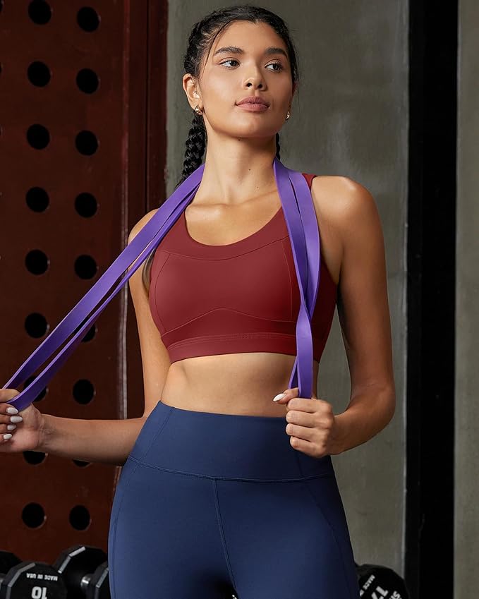 RUNNING GIRL High Impact Sports Bras for Women,Racerback Running Bra Workout Crop Tank Tops Longline Sports Bra Push up