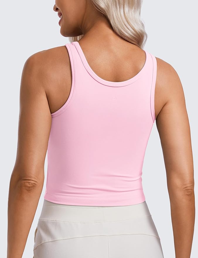CRZ YOGA Butterluxe Double Lined Tank Tops for Women - Workout Casual Scoop Neck Racerback Crop Sleeveless Shirt