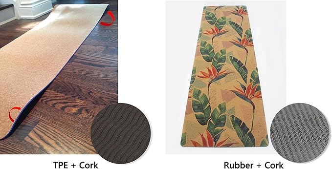 Eco-Friendly, Non-Toxic Cork Yoga Mat. Sweat Resistant, Non-Slip Flat Mat. Ideal for Hot Yoga, Bikram, Vinyasa, Power, Pilates, HIIT Workouts. (72" x 26" x 4mm)
