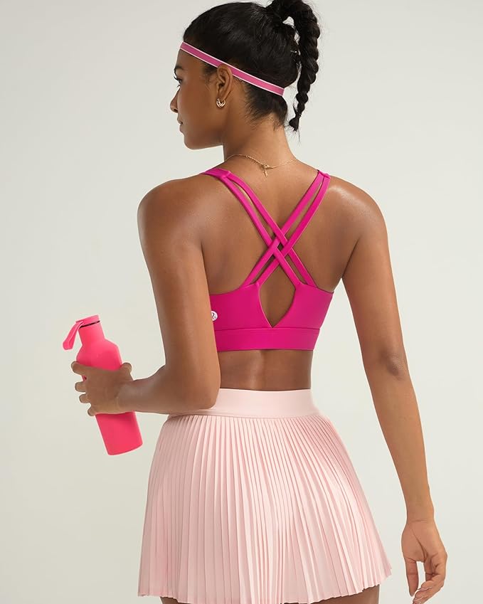 RUNNING GIRL Sports Bra for Women High Support, Molded Cup High Impact Sports Bras with Sewn in Pads Strappy Running Bra