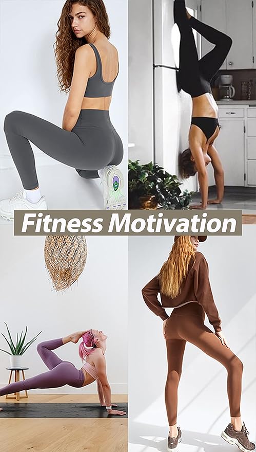 NexiEpoch 4 Pack Leggings for Women - High Waisted Tummy Control Soft Black Capri Yoga Pants with Pockets for Workout