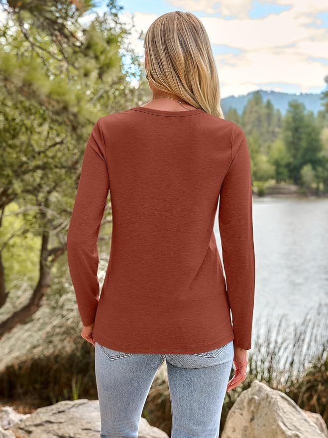 AUTOMET Women‘s Basic Long Sleeve Crewneck, Plus Size Winter & Spring Top, Casual Fall Tee for Teacher & Everyday Outfits