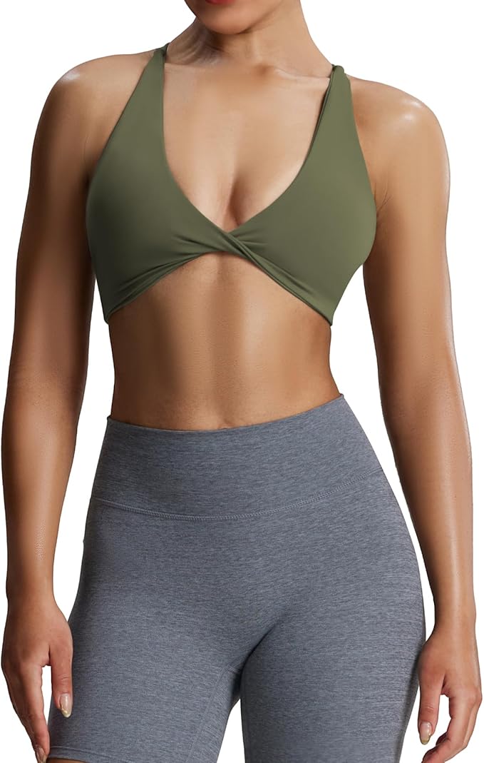 Aoxjox Women's Workout Sports Bras Fitness Metamorph Sienna Twist Bra Yoga Crop Tank