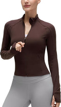CRZ YOGA Butterluxe Waist Length Jackets for Women - Full Zip Athletic Track Tops with Thumb Holes Pockets