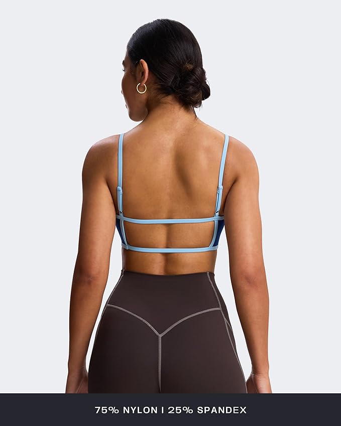 Aoxjox Women's Color Block Workout Sports Bras Fitness Lexi Lined Strappy Bra Athletic Yoga Crop Tank