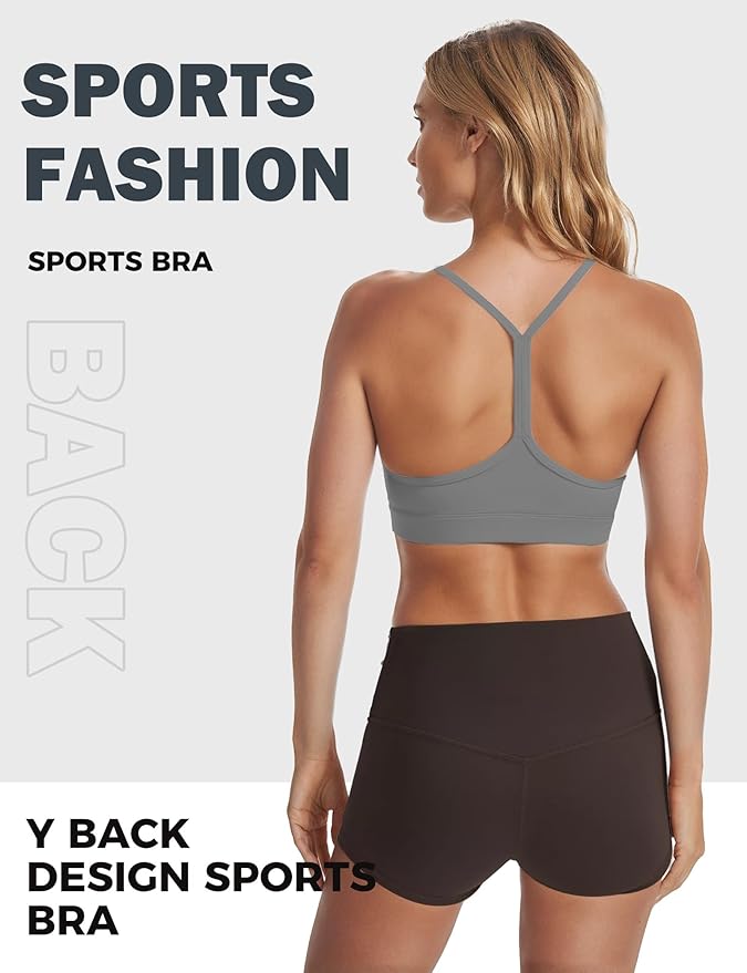 Buauty Sports Bra for Women, Y Back Light Support Workout Bra with Removable Pads for Yoga Pilates Gym