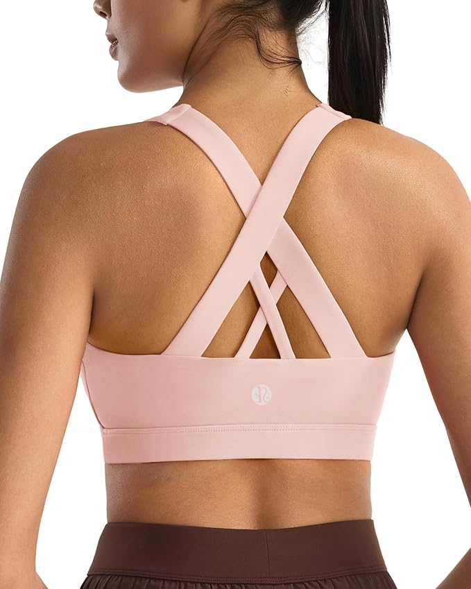 RUNNING GIRL Sports Bras for Women,Padded Strappy Sports Bras Criss-Cross Back Medium Support Sports Bras with Removable Cups