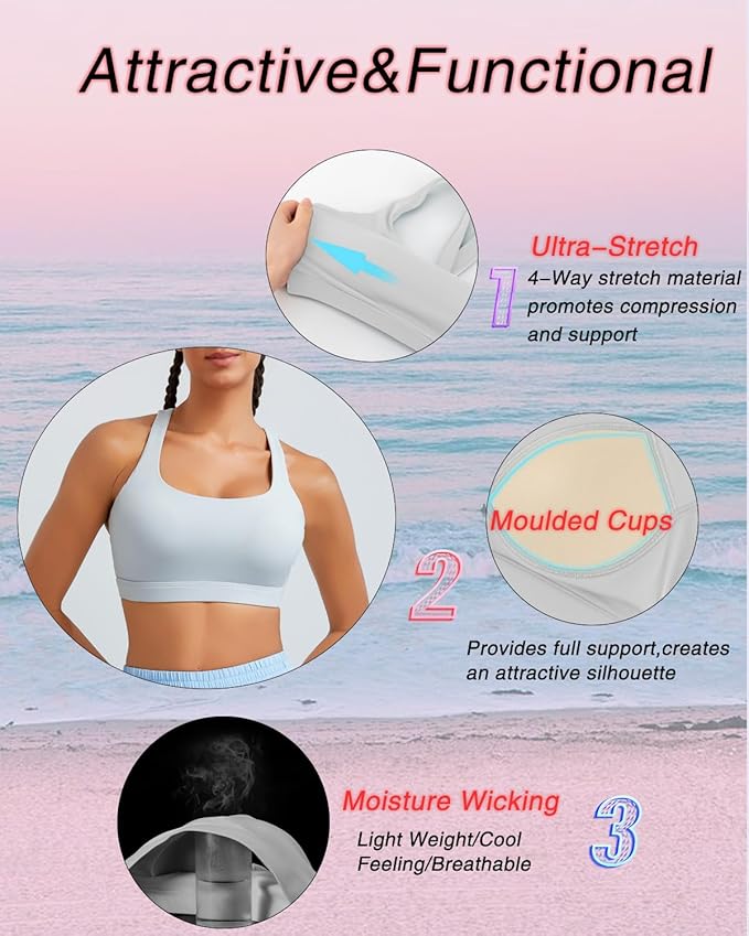 RUNNING GIRL Sports Bras for Women, Molded Cup High Impact Sports Bra Workout Bras for Women High Support Racerback