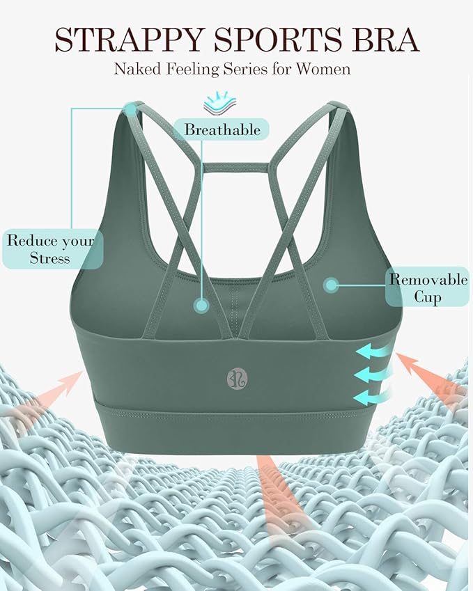 RUNNING GIRL Sports Bras for Women,Padded Sports Bra Tank Top Sexy Crisscross Back High Impact Longline Workout Yoga Bra