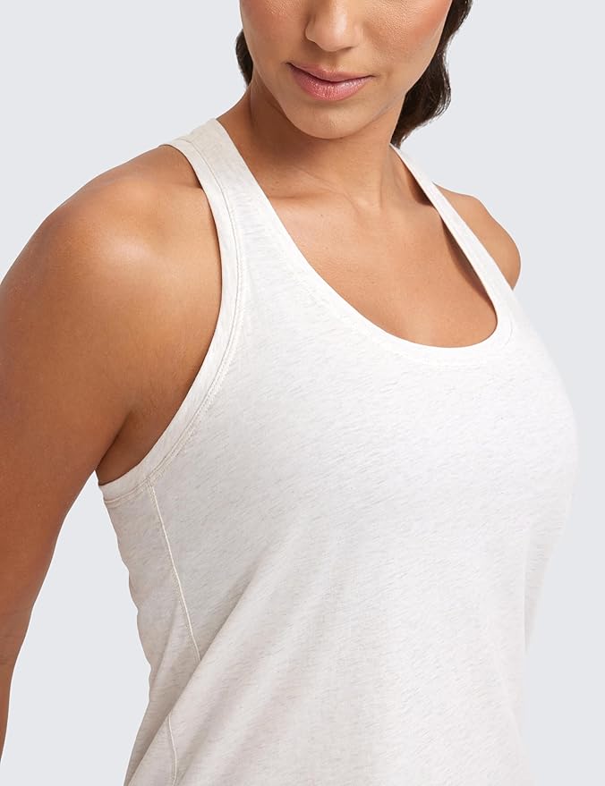 CRZ YOGA Pima Cotton Racerback Tank Tops for Women - Workout Athletic Casual Soft Scoop Neck Sleeveless Shirts