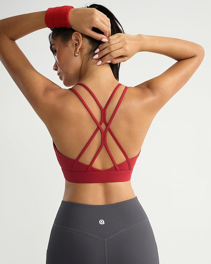 RUNNING GIRL Sports Bras for Women,Strappy Crisscross Back Padded Low Impact Running Sports Bra with Removable Cups