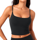 CRZ YOGA Butterlift Adjustable U Back Crop Tank Tops for Women - Padded Camisole Scoop Neck Workout Longline Sports Bras