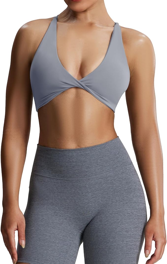 Aoxjox Women's Workout Sports Bras Fitness Metamorph Sienna Twist Bra Yoga Crop Tank