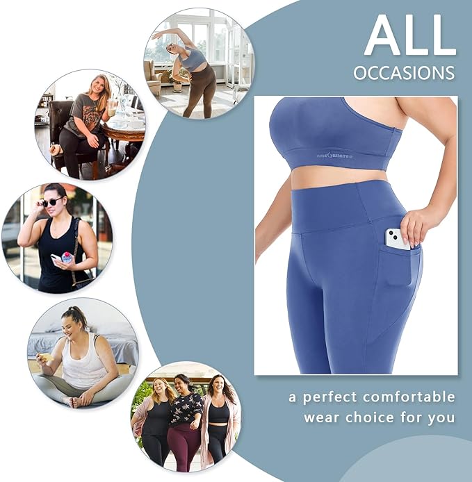 Plus Size Leggings for Women with Pockets-Stretchy XL-5XL Yoga Pants Tummy Control High Waist Workout Leggings