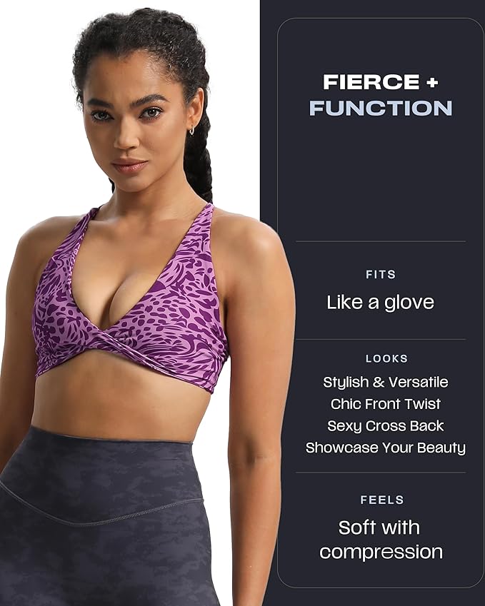 Aoxjox Women's Workout Sports Bras Fitness Metamorph Sienna Twist Bra Yoga Crop Tank