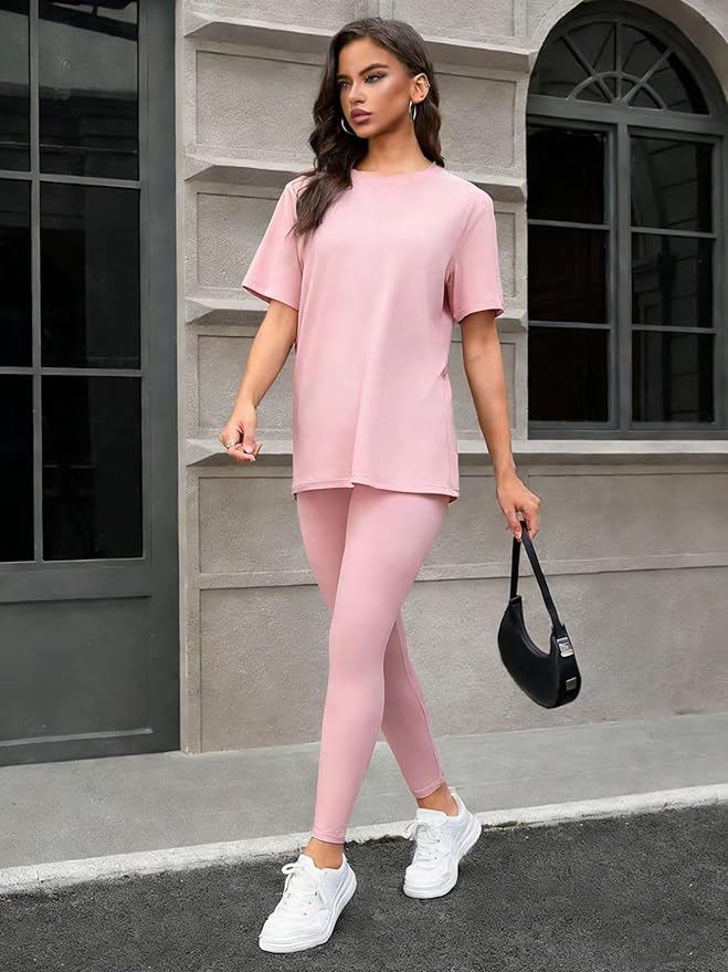 ZFLM casual sportswear 3-piece set high waist tight pants yoga pants short sleeved round neck yoga set