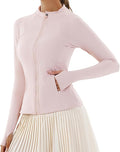Women Jacket Full Zip UP Workout Athletic Cropped Jacket wIth Thumb Holes Running Yoga Sportswear