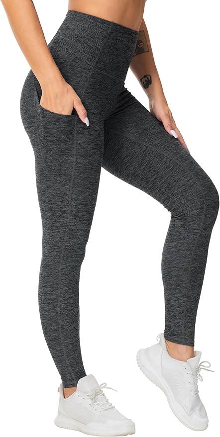 THE GYM PEOPLE Thick High Waist Yoga Pants with Pockets, Tummy Control Workout Running Yoga Leggings for Women