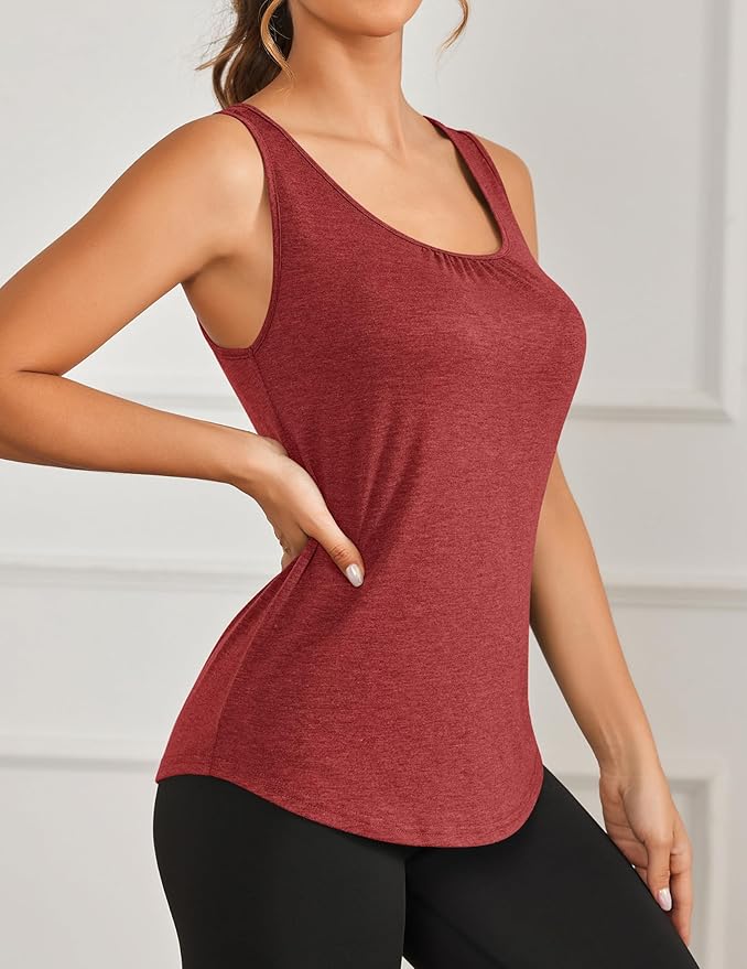PINSPARK Workout Tops for Women Racerback Tank Tops Sleeveless Athletic Running Shirts Lightweight Yoga Gym Tank,2 Pack S-3XL