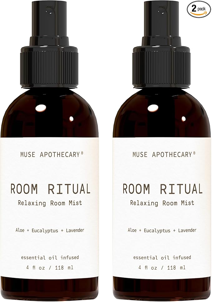 Muse Apothecary Room Ritual - Aromatic and Relaxing Room Mist, 4 oz, Infused with Natural Essential Oils - Aloe + Eucalyptus + Lavender, 2 Pack