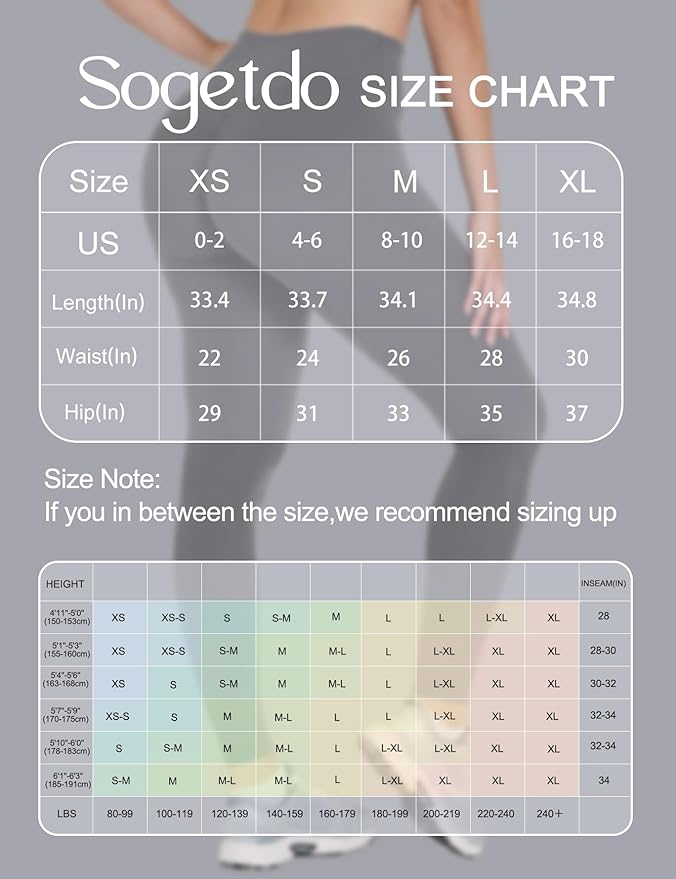 Sogetdo Yoga Leggings for Women Hidden Scrunch Butt Non See Through High Waisted No Front Seam Athletic Gym Workout Pants