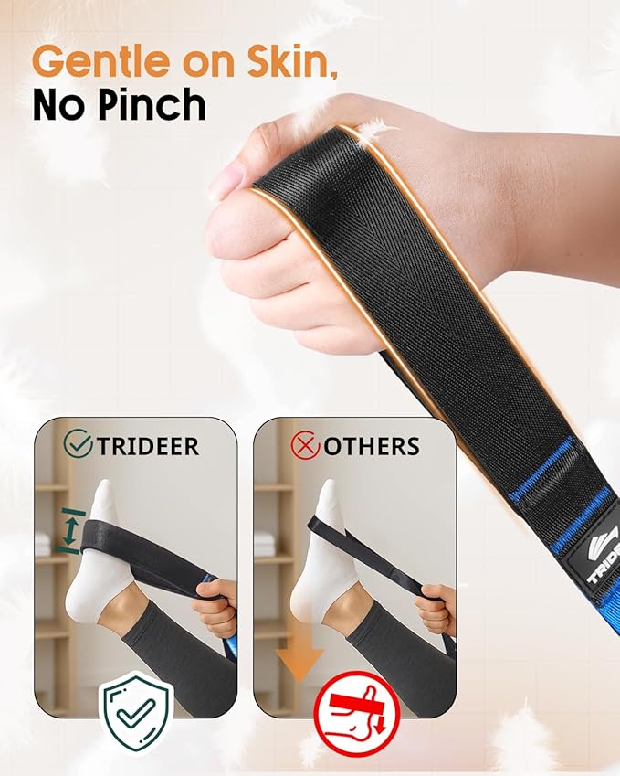 Trideer Stretching Straps with Loops, Non-Elastic Yoga Straps for Stretching, Durable Nylon Exercise Bands with Loops for Physical Therapy Flexibility, Yoga,Hamstring Leg Stretcher with Guidance