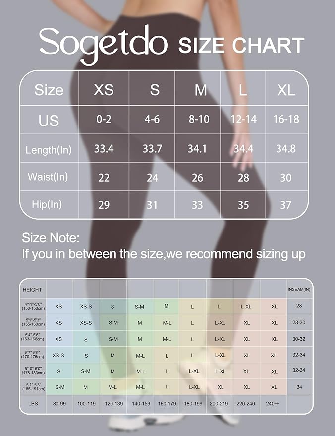 Sogetdo Yoga Leggings for Women Hidden Scrunch Butt Non See Through High Waisted No Front Seam Athletic Gym Workout Pants