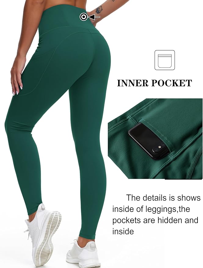 Dragon Fit High Waist Yoga Leggings with 3 Pockets,Tummy Control Workout Running 4 Way Stretch Yoga Pants