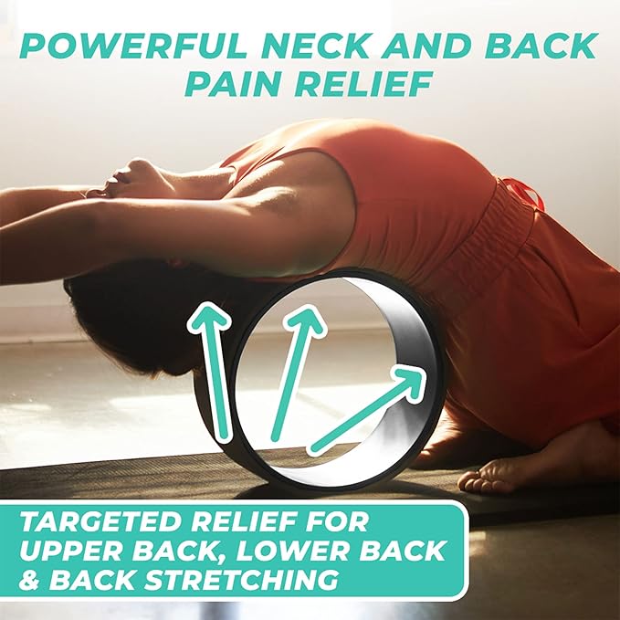 Yoga Back Roller - Yoga Wheel for Stretching and Back Pain Relief - Back Stretcher - Foam Roller - Balance Accessory for Stretching - Thick Padding for Comfort - Improve Flexibility