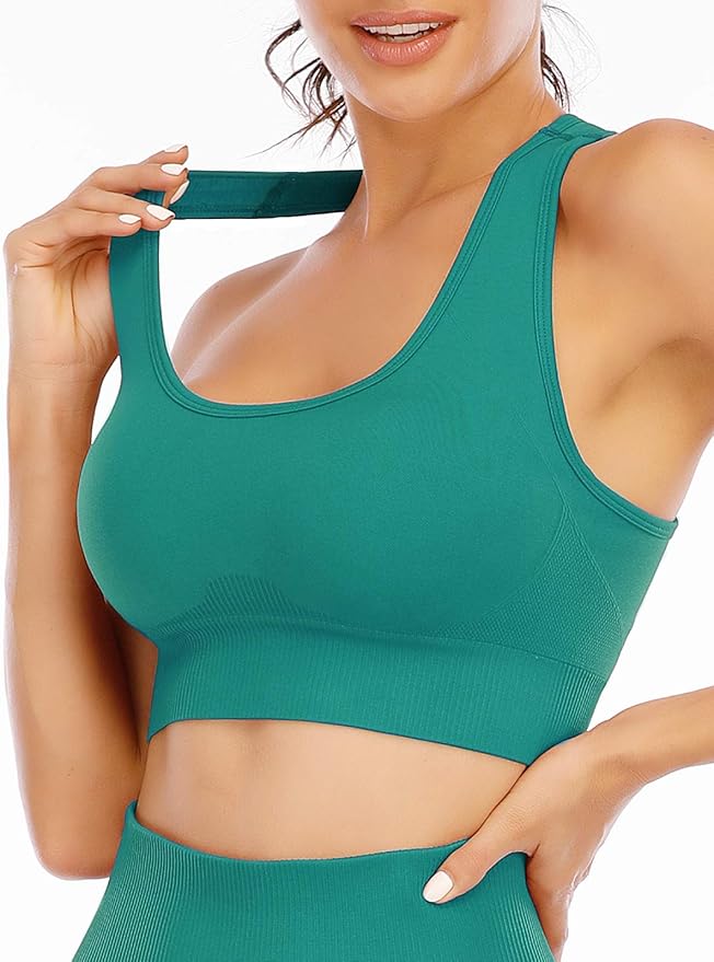 Workout Sets for Women 2 Piece High Waisted Seamless Leggings with Padded Stretchy Sports Bra Sets Gym Clothes
