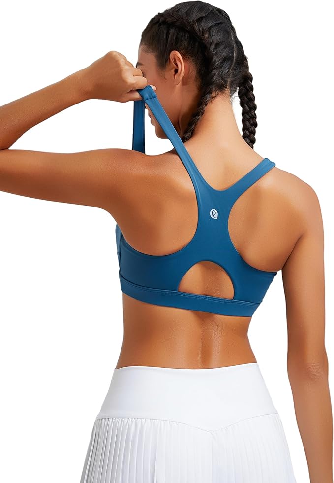 RUNNING GIRL Sports Bras for Women High Support,Racerback High Impact Grey Sports Bra Moulded Cup Workout Bra Push up