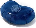 Hihealer Premium Meditation Cushion - Comfortable Floor Pillow for Adult Traditional Crescent Meditation Pillow Yoga Buckwheat Bolster (Blue)